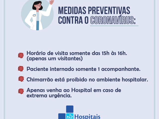 Hospitais Notre Dame comunicam ações preventivas contra o coronavírus