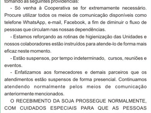 Cotriel anuncia medidas contra o Corona Vírus