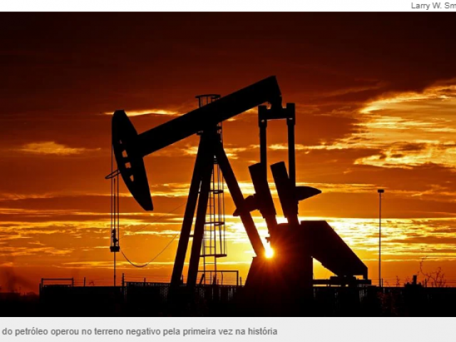 Preço despenca, e petróleo é negociado abaixo de US$ 0 pela 1ª vez na história