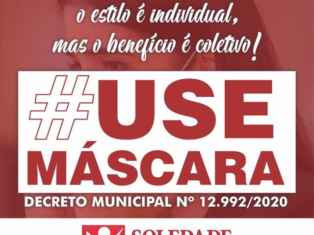 Soledade torna obrigatório uso de máscara por toda a população