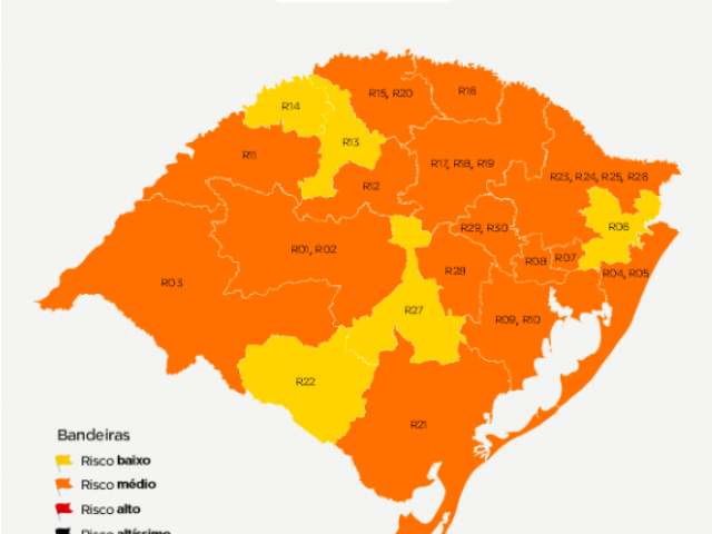 Atualização do distanciamento controlado contra Covid-19 coloca todo o RS em risco baixo ou médio