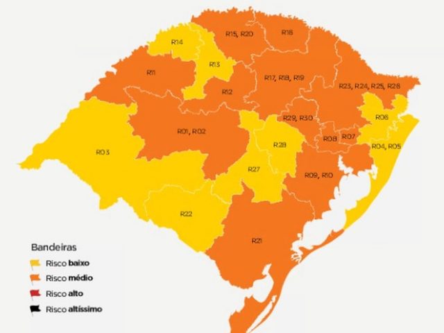 Três regiões têm mudança e passam para bandeira amarela no distanciamento controlado do RS