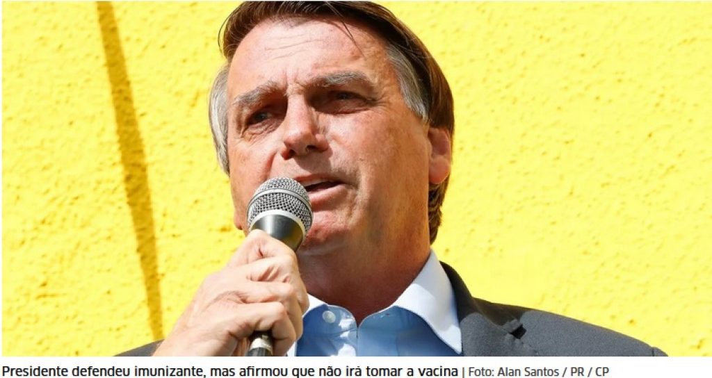 “Seja qual for, passou pela Anvisa, dou sinal verde para Saúde”, diz Bolsonaro sobre vacina