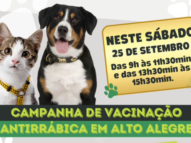Alto Alegre promove Campanha de Vacinação Antirrábica em cães e gatos
