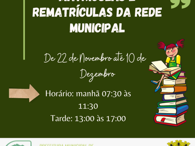 Matrículas e rematrículas da rede municipal de ensino logo estarão abertas em Campos Borges