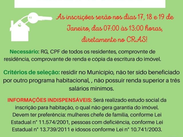 Programa produção de ações habitacionais oportuniza inscrições para construção de unidades habitacionais em Campos Borges