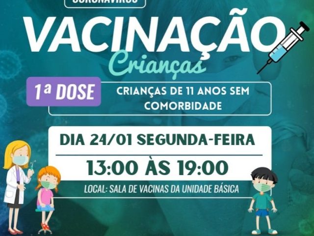 Hoje haverá vacinação contra a Covid-19 para crianças sem comorbidades em Campos Borges