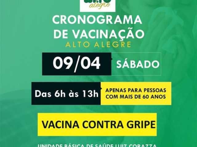 Vacinação contra gripe acontece neste sábado em Alto Alegre