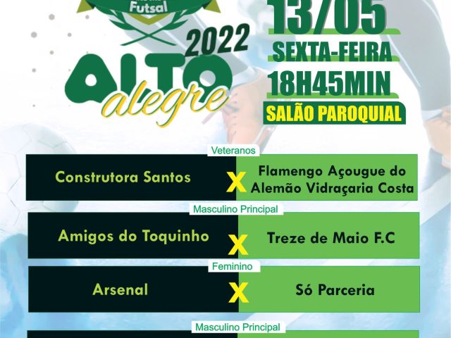 Hoje tem rodada do campeonato municipal de futsal de Alto Alegre
