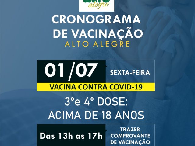 Vacinação contra a Covid-19 acontece nesta sexta-feira na unidade básica de saúde em Alto Alegre