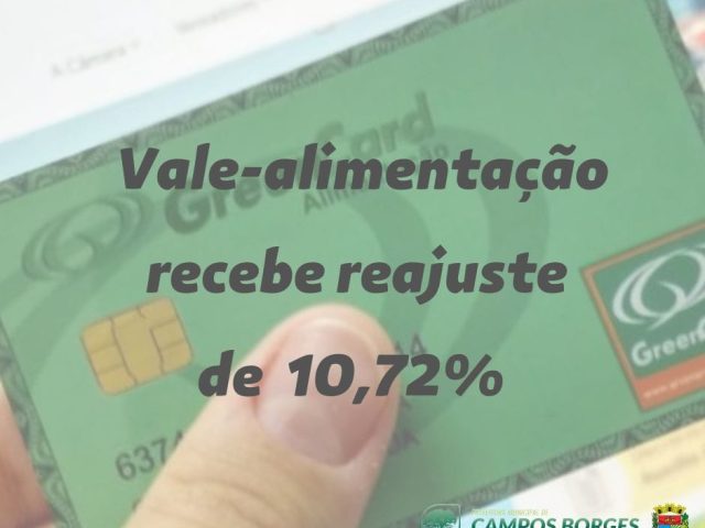 Vale-alimentação tem reajuste de 10,72% para servidores municipais de Campos Borges