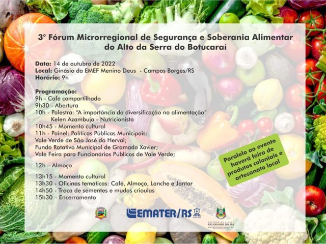 Campos Borges sediará Fórum Microrregional de Segurança e Soberania Alimentar da região Alto da Serra do Botucaraí