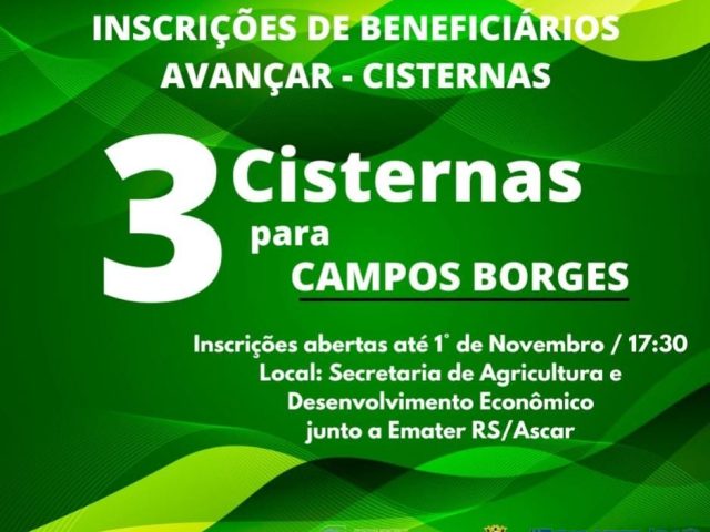 Inscrições Programa Avançar na Agricultura e no Desenvolvimento Rural estão abertas em Campos Borges