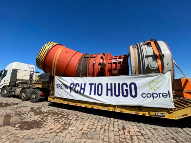 Obra da PCH Tio Hugo recebe turbinas hidráulicas