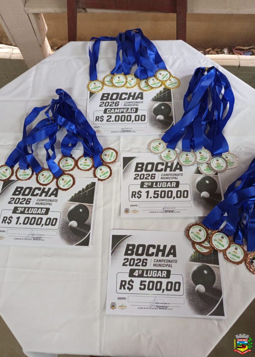 Entrega de premiação aos vencedores do Campeonato Municipal de Bocha de Victor Graeff